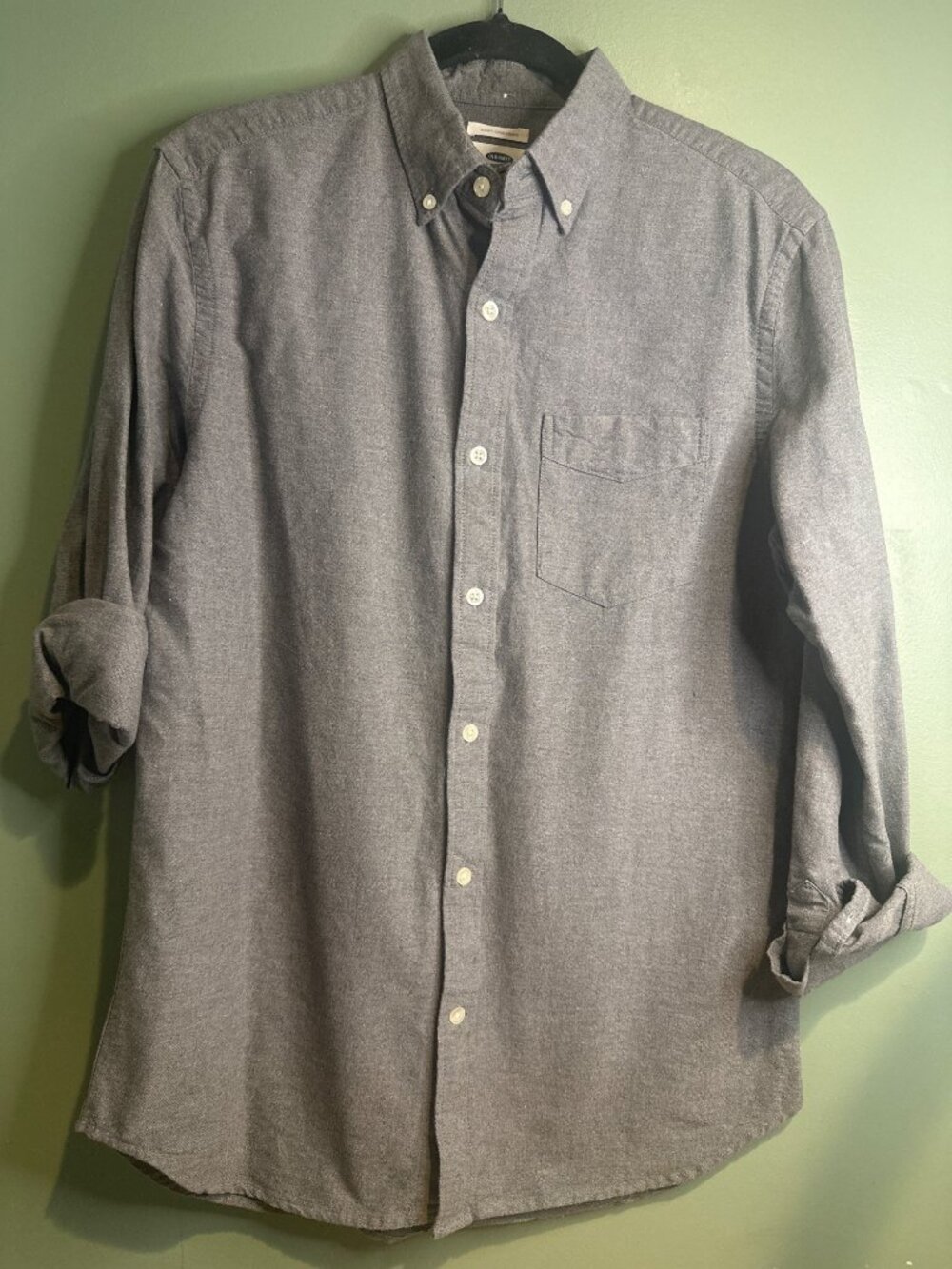 Old Navy Gray Button Down Shirt Small Slim Fit Long Sleeve Casual Oxford Office
